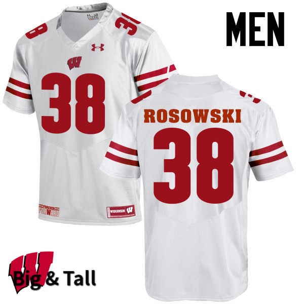 Wisconsin Badgers Men's #38 P.J. Rosowski NCAA Under Armour Authentic White Big & Tall College Stitched Football Jersey FW40N62GK